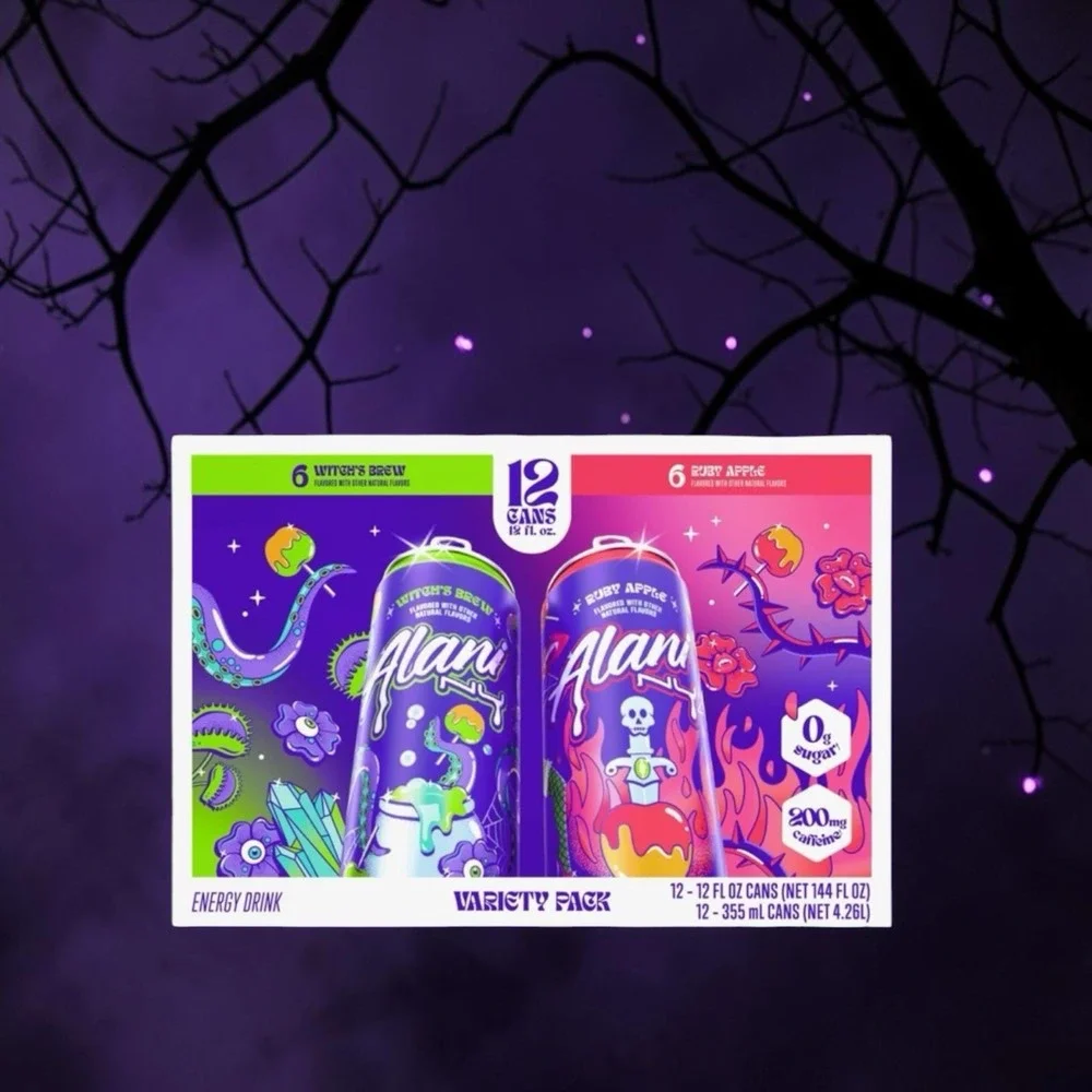Alani Nu Variety Pack 12pk (Witch's Brew, Ruby Apple) in hand NEW